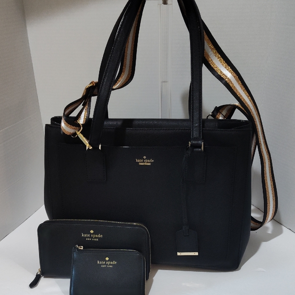 Kate Spade Black Tote with Gold Accents
